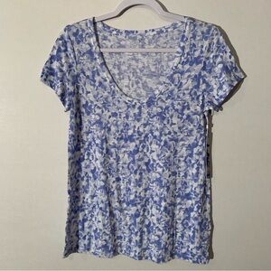 CASLON Women’s Size XS Scoop Neck Pocket Tee Shirt Top Blue /White